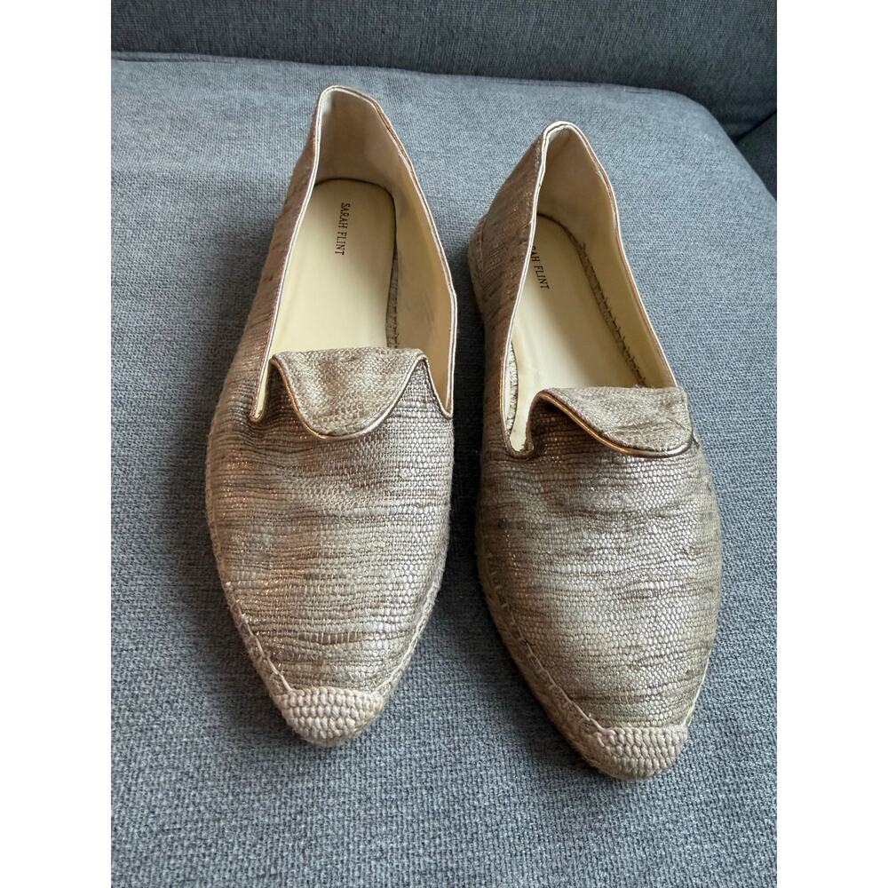 Sarah Flint Andrea Espadrille Loafers Flats Gold Raffia Sz 42 US 11